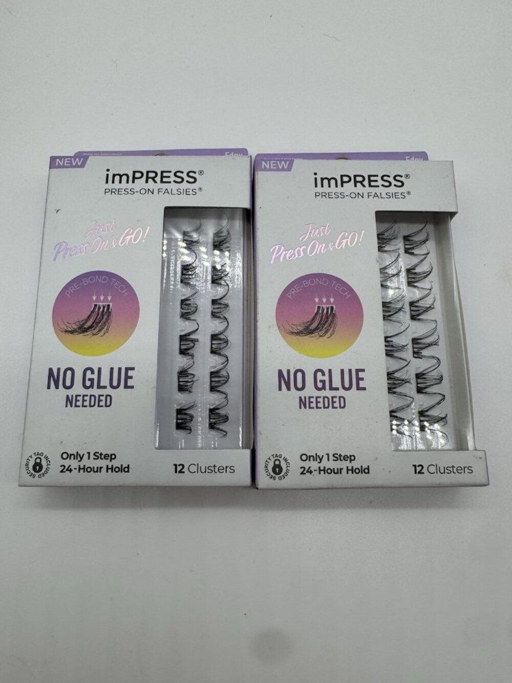 2 imPress Press On Falsies Cluster Lashes Self Adhesive Natural Black Medium